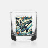 Orca Killer Whale Floral Whimsical Nautical Beach Whiskyglas (Rückseite)