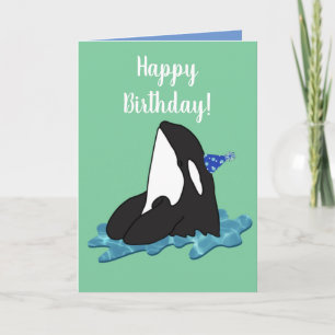 Orca Killer Whale Geburtstag individuell einstellb Karte