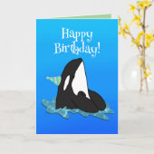 Orca Killer Whale Geburtstag individuell einstellb Karte (Gelbe Blume)
