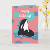 Orca Killer Whale Geburtstag individuell einstellb Karte (Gelbe Blume)