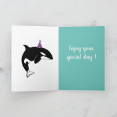 Orca Killer Whale Geburtstag individuell einstellb Karte (Innenseite)