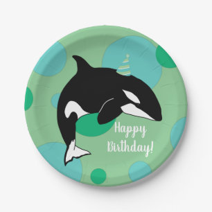 Orca Killer Whale Geburtstag individuell einstellb Pappteller