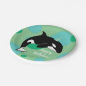 Orca Killer Whale Geburtstag individuell einstellb Pappteller (Schrägansicht)