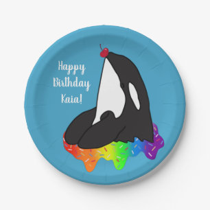 Orca Killer Whale Geburtstag individuell einstellb Pappteller