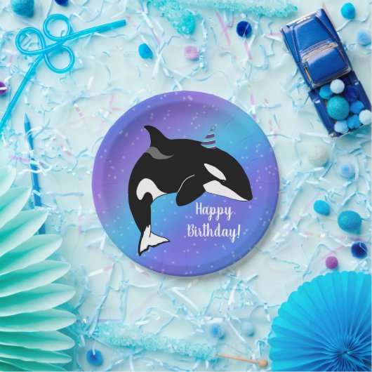 Orca Killer Whale Geburtstag individuell einstellb Pappteller (Party)