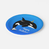 Orca Killer Whale Geburtstag individuell einstellb Pappteller (Schrägansicht)