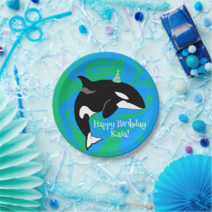 Orca Killer Whale Geburtstag individuell einstellb Pappteller