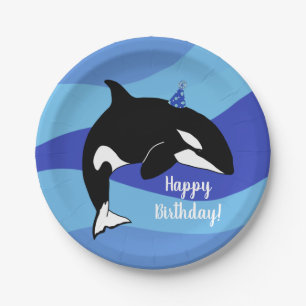 Orca Killer Whale Geburtstag individuell einstellb Pappteller