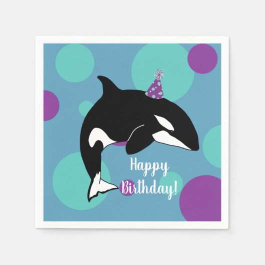 Orca Killer Whale Geburtstag individuell einstellb Serviette (Vorderseite)