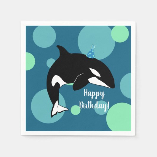 Orca Killer Whale Geburtstag individuell einstellb Serviette (Vorderseite)