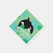 Orca Killer Whale Geburtstag individuell einstellb Serviette (Ecke)