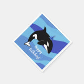 Orca Killer Whale Geburtstag individuell einstellb Serviette (Ecke)