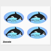 Orca Killer Whale Gradient Blue Ovaler Aufkleber (Blatt)