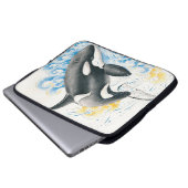 Orca Killer Whale Jumping in Waves Wasserfarbe Laptopschutzhülle (Vorne Knopf)