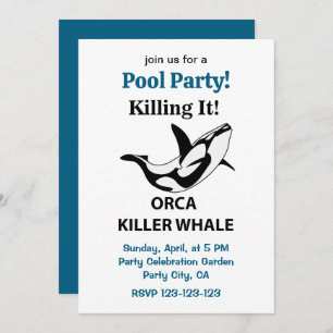 Orca Killer Whale Killing It Pool Party Funny Einladung