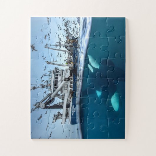 Orca Killer Whale Kommerzielle Fischerboote Puzzle (Vertikal)