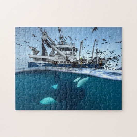 Orca Killer Whale Kommerzielle Fischerboote Puzzle (Horizontal)