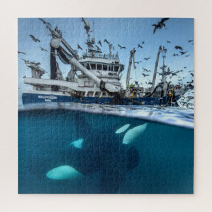Orca Killer Whale Kommerzielle Fischerboote Puzzle