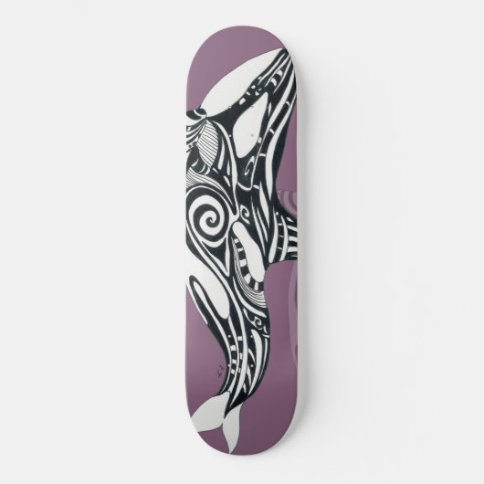 Orca Killer Whale mauve Lila Tlingit Tribal Ink Skateboard (Vorderseite)