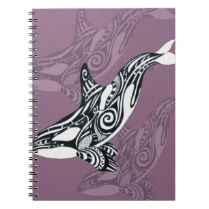 Orca Killer Whale mauve Purple Tlingit Tribal Ink Notizblock
