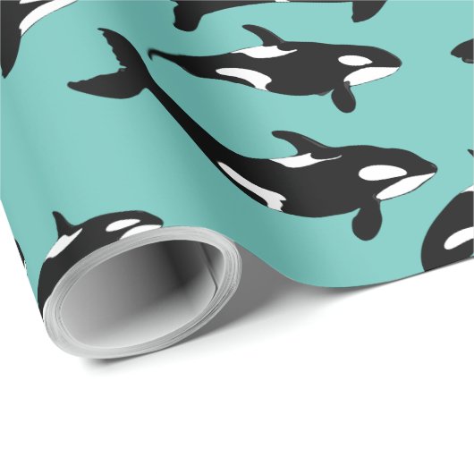 Orca Killer Whale Muster auf Blue Geschenkpapier (Rolleneckpunkt)