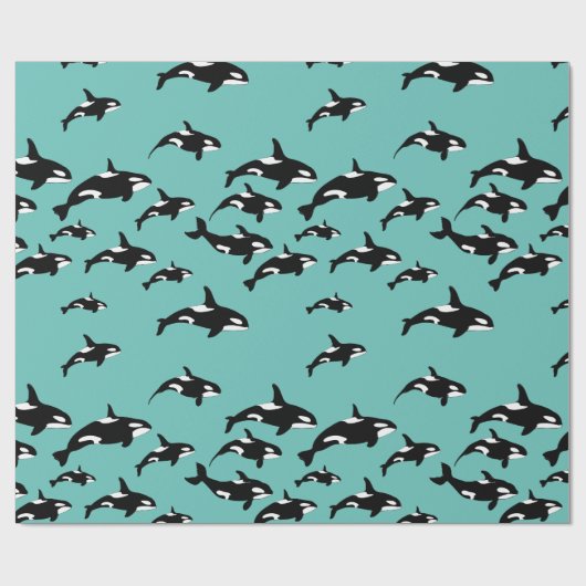 Orca Killer Whale Muster auf Blue Geschenkpapier (Flach)