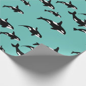 Orca Killer Whale Muster auf Blue Geschenkpapier (Ecke)