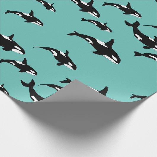 Orca Killer Whale Muster auf Blue Geschenkpapier (Ecke)