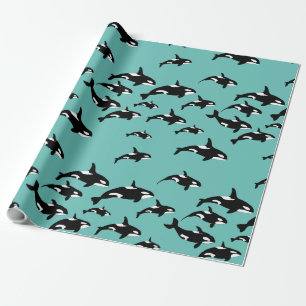 Orca Killer Whale Muster auf Blue Geschenkpapier