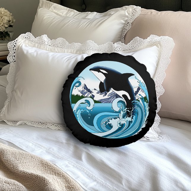Orca Killer Whale Rundes Kissen (Von Creator hochgeladen)