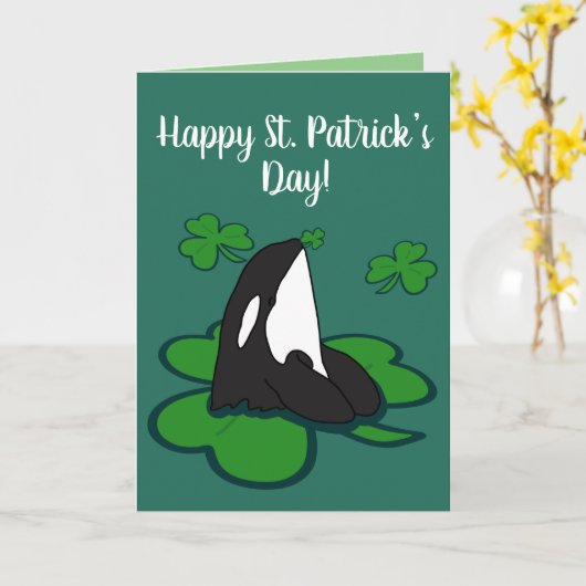 Orca Killer Whale St Patrick's Day Karte (Gelbe Blume)