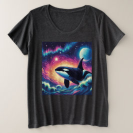 Orca Killer Whale Starry Night Colorful Ocean Art Große Größe T-Shirt