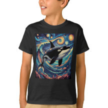 Orca Killer Whale Starry Night Colorful Ocean Art