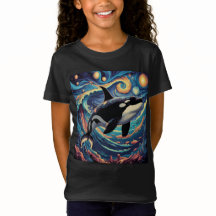 Orca Killer Whale Starry Night Colorful Ocean Art
