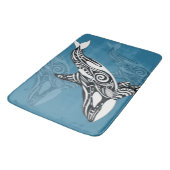 Orca Killer Whale Tlingit Indigo Blue Tinte Badematte (Schrägansicht)