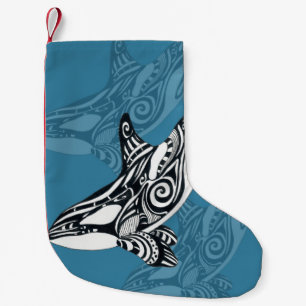 Orca Killer Whale Tlingit Indigo Blue Tinte Kleiner Weihnachtsstrumpf