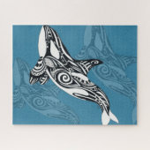 Orca Killer Whale Tlingit Indigo Blue Tinte Puzzle (Horizontal)