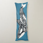 Orca Killer Whale Tlingit Indigo Blue Tinte Seitenschläferkissen (Rückseite (Vertikal))