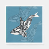 Orca Killer Whale Tlingit Indigo Blue Tinte Serviette (Vorderseite)