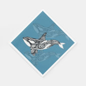 Orca Killer Whale Tlingit Indigo Blue Tinte Serviette (Ecke)