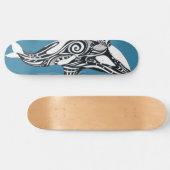 Orca Killer Whale Tlingit Indigo Blue Tinte Skateboard (Horizontal)