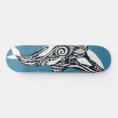Orca Killer Whale Tlingit Indigo Blue Tinte Skateboard (Horizontal)