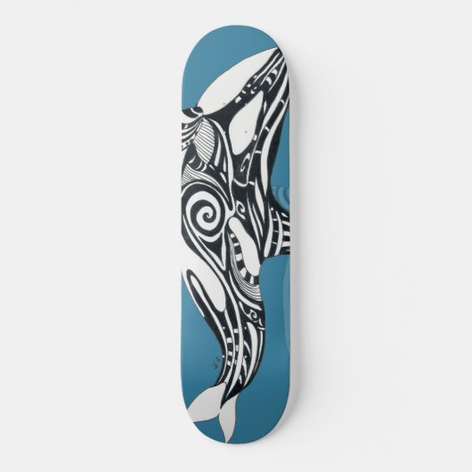 Orca Killer Whale Tlingit Indigo Blue Tinte Skateboard (Vorderseite)