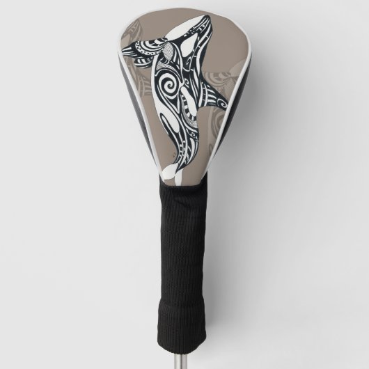 Orca Killer Whale Tlingit Indigo Taupe ink Golf Headcover (Vorderseite)