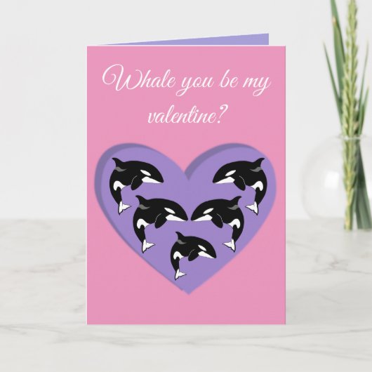 Orca Killer Whale Valentinstag Feiertagskarte (Vorderseite)