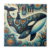 Orca Killer Whale Whimsical Nautical Personalisier Fliese (Vorderseite)