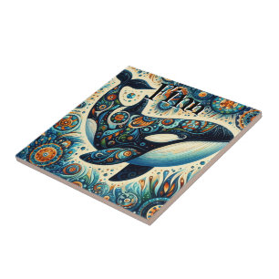 Orca Killer Whale Whimsical Nautical Personalisier Fliese
