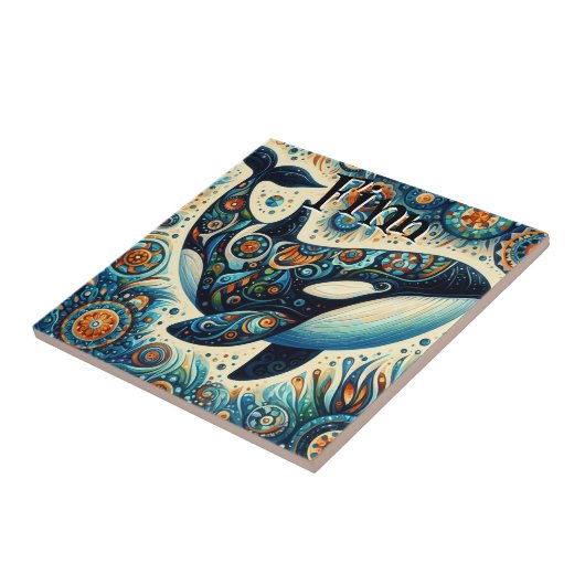 Orca Killer Whale Whimsical Nautical Personalisier Fliese (Seite)