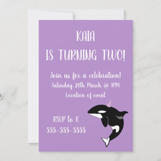 Orca Killer Whale zum Geburtstag Einladung (Vorderseite)