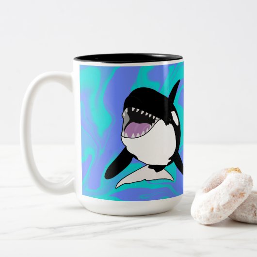 Orca Killer Whale Zweifarbige Tasse (Mit Donut)